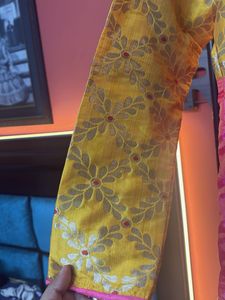 Vibrant Yellow &amp; Pink Lehenga Choli Set
