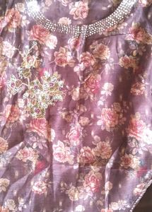 Elegant Floral Print Anarkali Gown