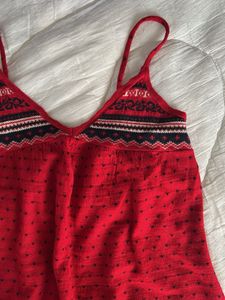 Red Patterned Slip Dress