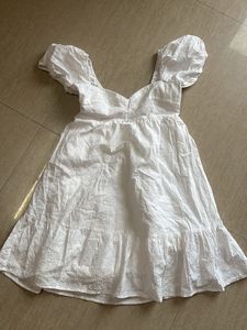 Chic White Eyelet Puff Sleeve Dress