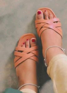 Stylish Brown Criss-Cross Flat Sandals