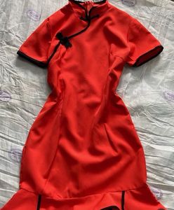 Red Cheongsam Style Dress