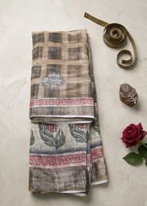 Elegant Beige Saree with Floral Print