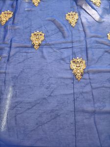 Beautiful Blue Saree With Netted