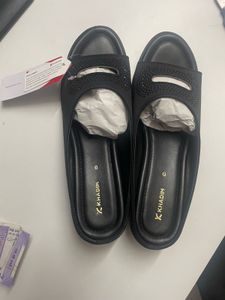 Stylish Black Embellished Slides for Women