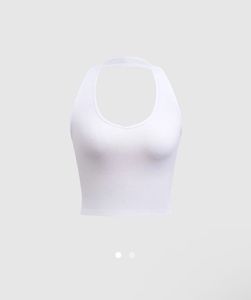 SAVANA Ribbed White Halter Crop Top