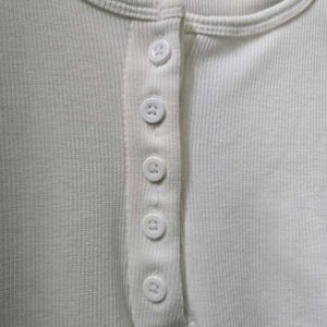 Ribbed Henley Long Sleeve Top