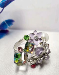 Sparking Two flower ring