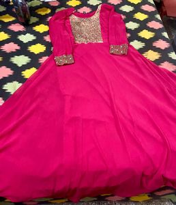 Stunning Pink Sequin Embellished Gown