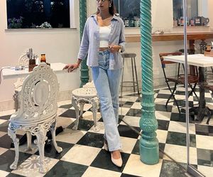 Striped Oversized Button-Up Shirt