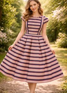 Chic Striped Fit & Flare Dress