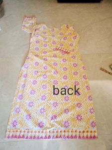 White Kurta with Yellow &amp; Pink Print