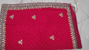 Stunning Embroidered Pink Saree