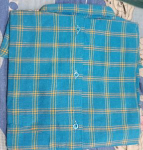 Men's Blue Plaid Button-Up Shirt