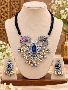 Oxidised Silver Necklace and Earring Set