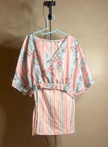 Striped Floral Kimono Top with pants