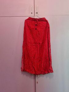 Red Ethnic Skirt and white top combo