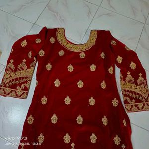 Elegant Maroon &amp; Gold Gharara Suit