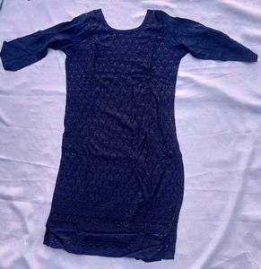 Elegant Navy Blue Embellished Kurta