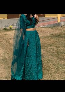 Stunning Teal Embroidered Lehenga Choli