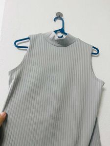 Sleeveless Mock Neck Ribbed Top