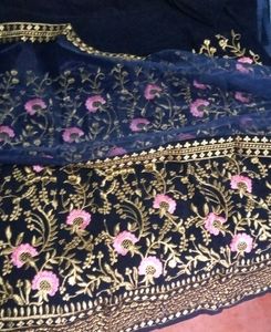 Velvet Embroidery Lehenga Choli With Dupatta