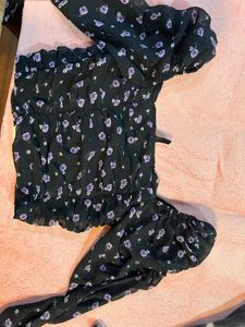 H&amp;M Floral Sheer Top