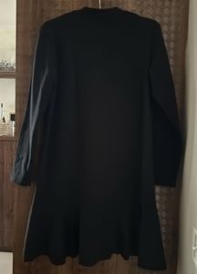 Chic Black Long Sleeve Flared Dress
