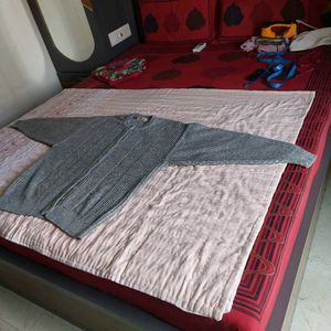 Grey Cable Knit Button-Up Cardigan