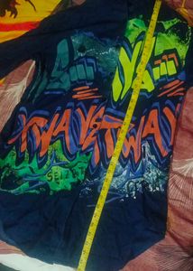 Vintage Graffiti Denim Shirt Dress