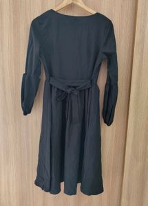 Black Midi Dress with Balloon Sleeves