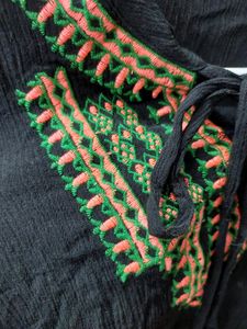 Black Colored Thread Embroidered Tunic
