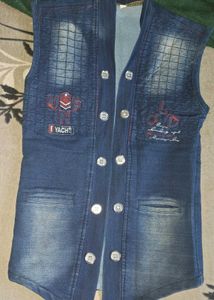 Blue Denim Sleeveless Jacket