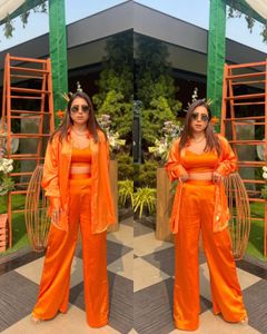 Stylish Orange Kurta with Palazzo Set