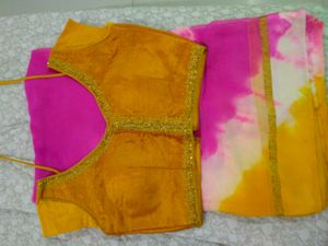 Vibrant Saree with Embellished Blouse