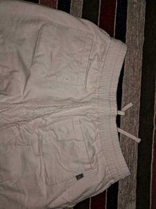 Cream Drawstring Waist Pants