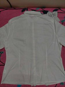 Classic White Pleated Button-Down Shirt