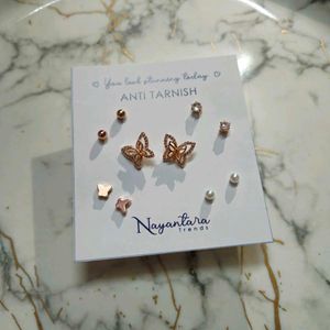 Butterfly Stud Set Of 5 EARRINGS Anti Tarnish