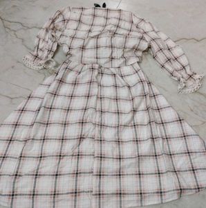 SALE:Cute Plaid Tie-Front Dress