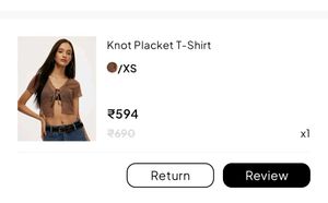 Brown Textured Tie-Front Crop Top