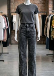 Acid Wash Wide Leg Jeans