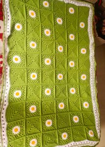 Handmade Crochet Daisy Blanket