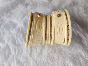 bur rajputi chuda Elegant Ivory Bangles with Gold