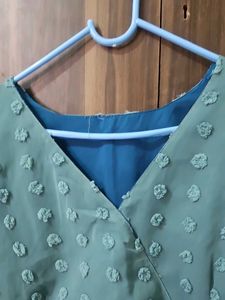 Chic Textured Teal Wrap Top