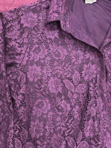 Elegant Purple Lace Button-Up Blouse