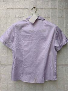 New with tag Korean Light Purple Striped Button-Up