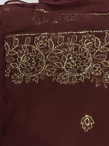 Elegant Embroidered Maroon Saree