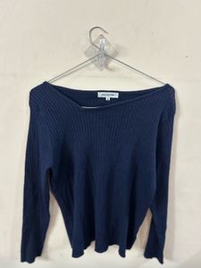 Navy Blue Ribbed Long Sleeve Top ( fixed)