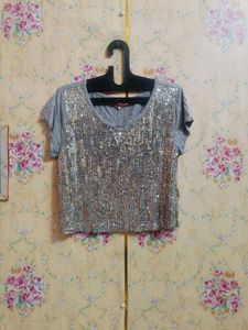 y2k Sparkly Sequin Crop Top