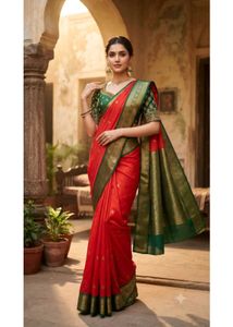 Festive Crimson Red Art Silk Saree